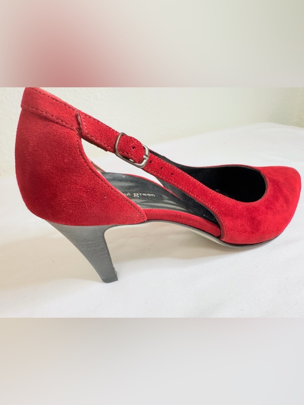 Paul Green Red Suede D’Orsay Heels Pointed Toe Pumps EU 38.5 US 8 - Picture 9 of 16